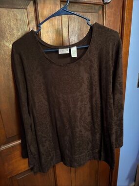 Chico's Dark Chocolate Brown Scoop-Neck Long Sleeve Top